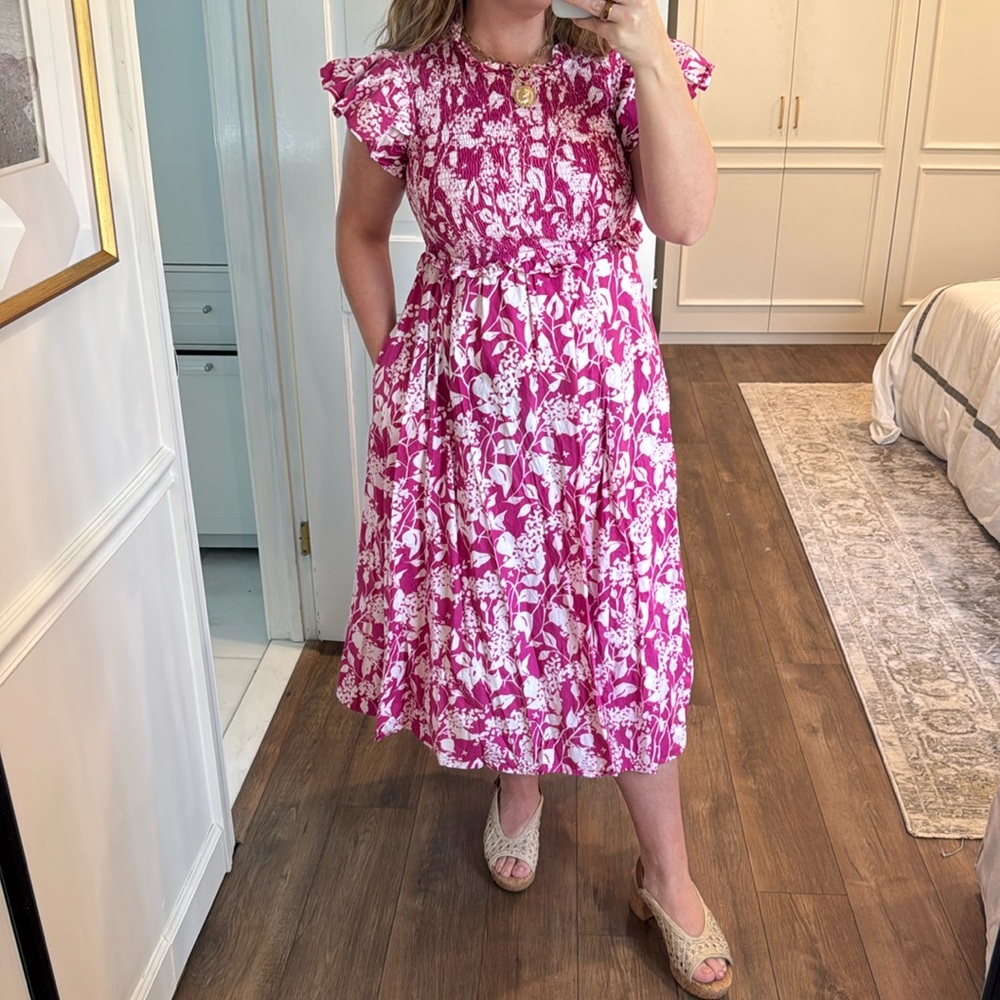 Olivia James Flutter Sleeve Midi Dress